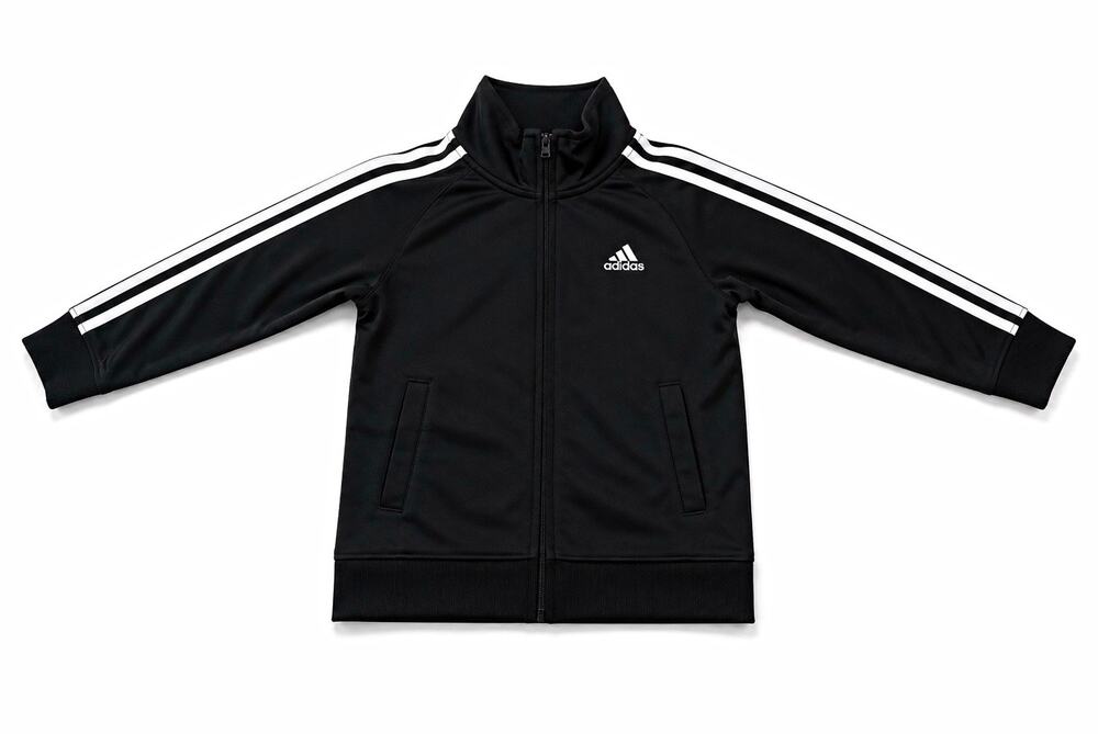 adidas Toddler Track Jacket Full Zip Black/White 3-Stripes Size 3T